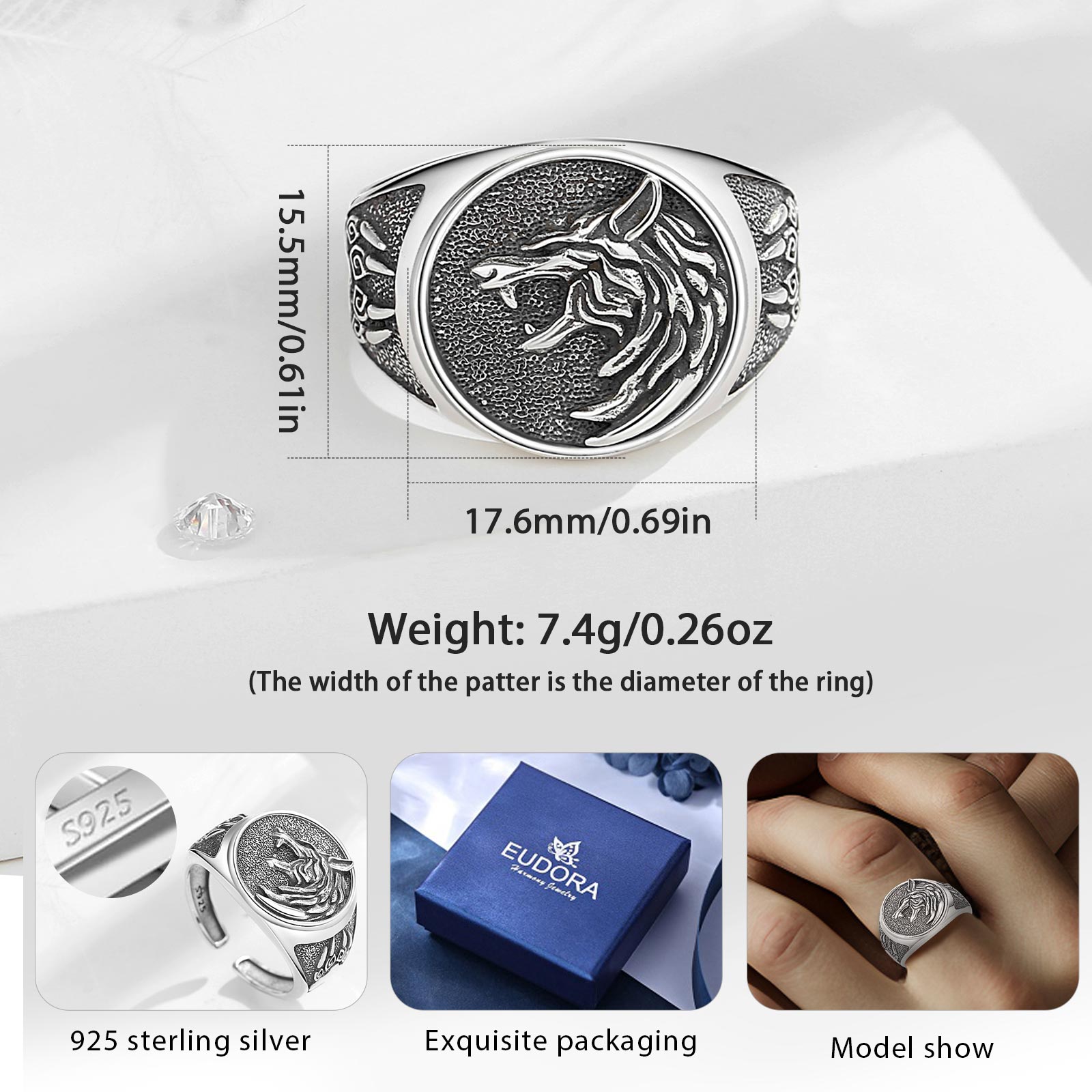 Eudora 925 Sterling Silver Vik - Wolf Jewelry & Watches Tampa Reviews review and price
