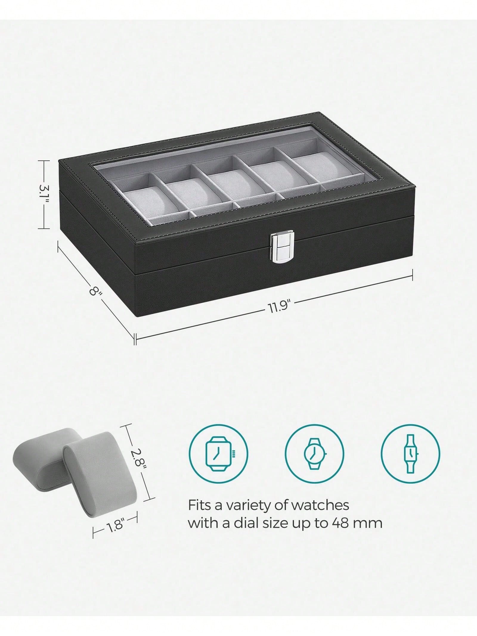 12-Slot Lockable Watch Box wit - Leather Bracelet review and price