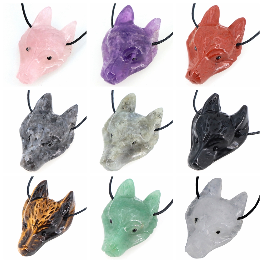 40mm Wolf Head Stone Pendant N - Wolf Jewelry & Watches Tampa Reviews review and price